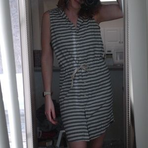 Striped Collared Cotton Button Up Dress